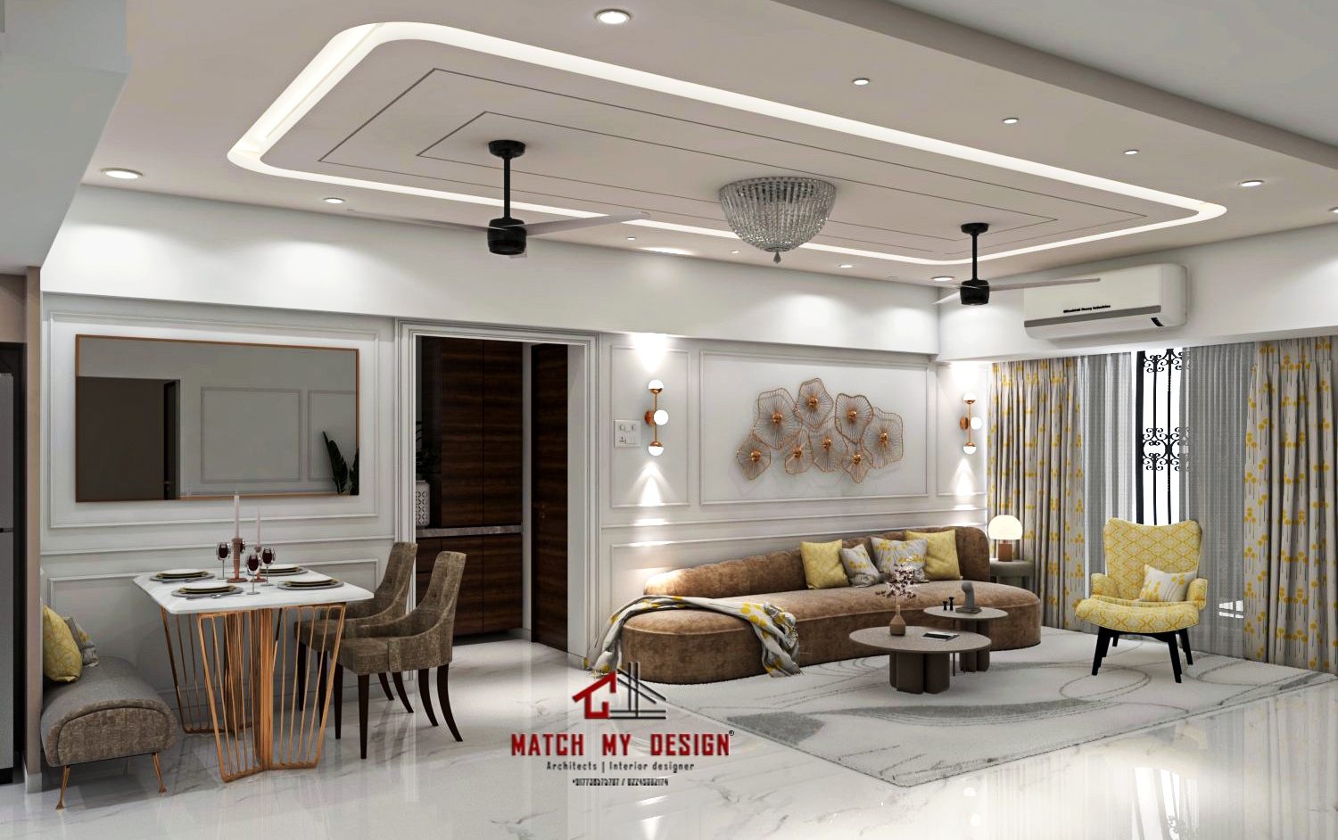 3BHK Flat Interior | 1550 sq.ft | Kandivali East, Lokhandwala